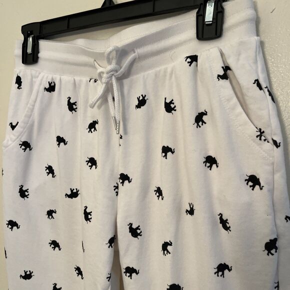 Ivory Ella Women's Organic Cotton Relaxed Elephant Sweatpants, White/Black- S - Picture 4 of 8